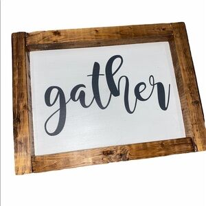 Gather farmhouse small wooden sign